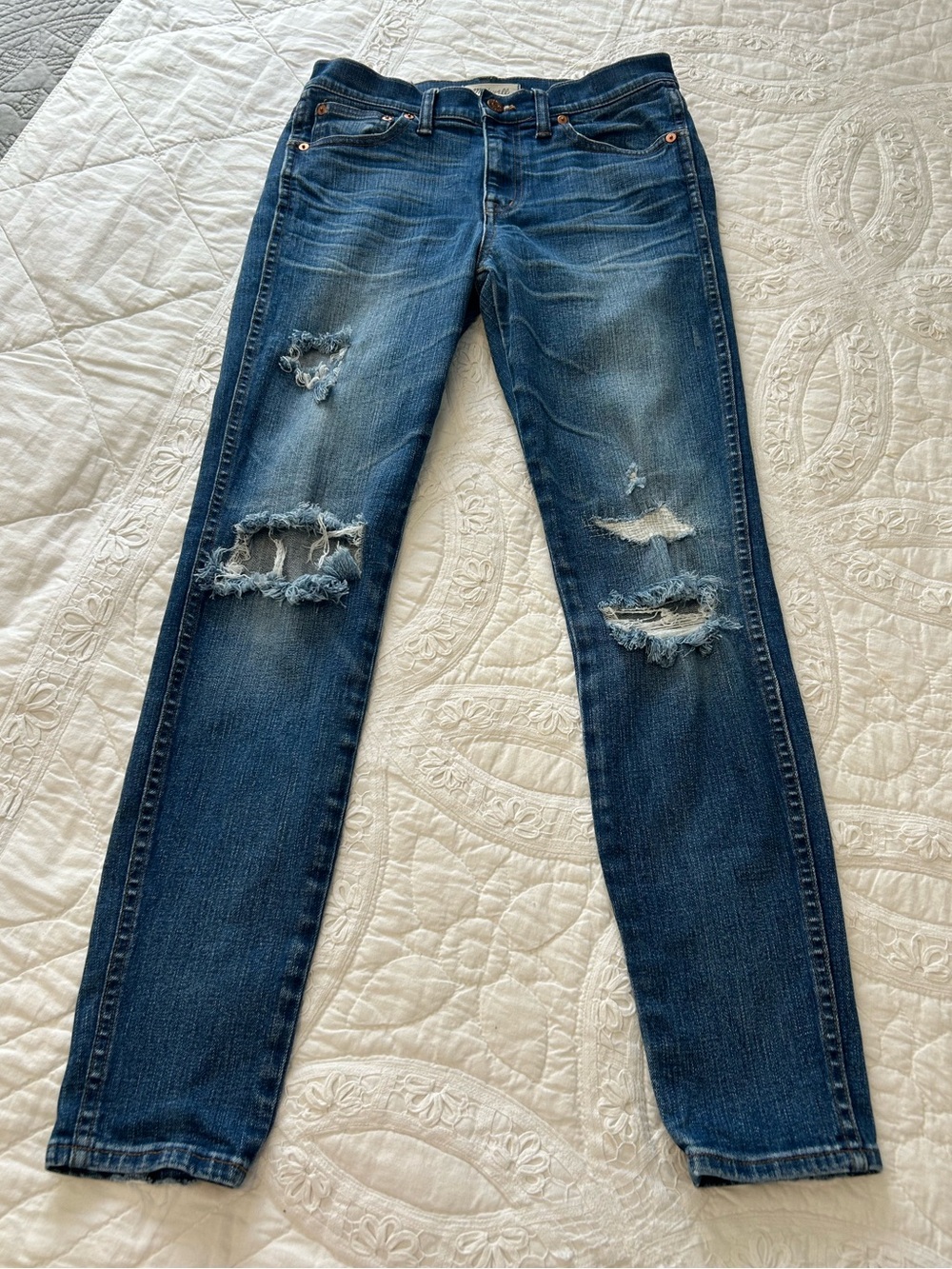 Madewell Women's Blue Distressed Skinny Skinny High Riser Jeans 28.